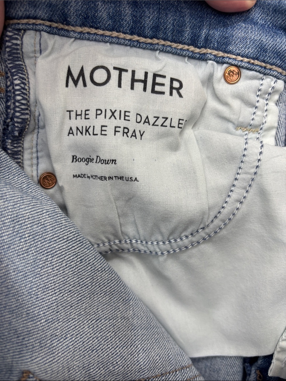 Mother | 27 the pixie dazzler ankle fray boogie down Button-Fly Blue Jeans - Picture 7 of 10